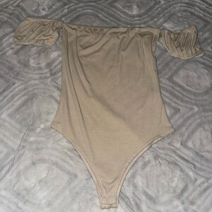 Elegant Tan Off-Shoulder Jumpsuit